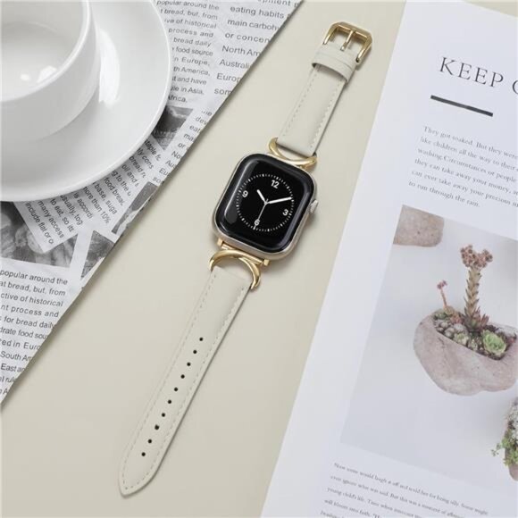 NEW Luxury Leather Apple Watch Band Gold Buckle main image 6
